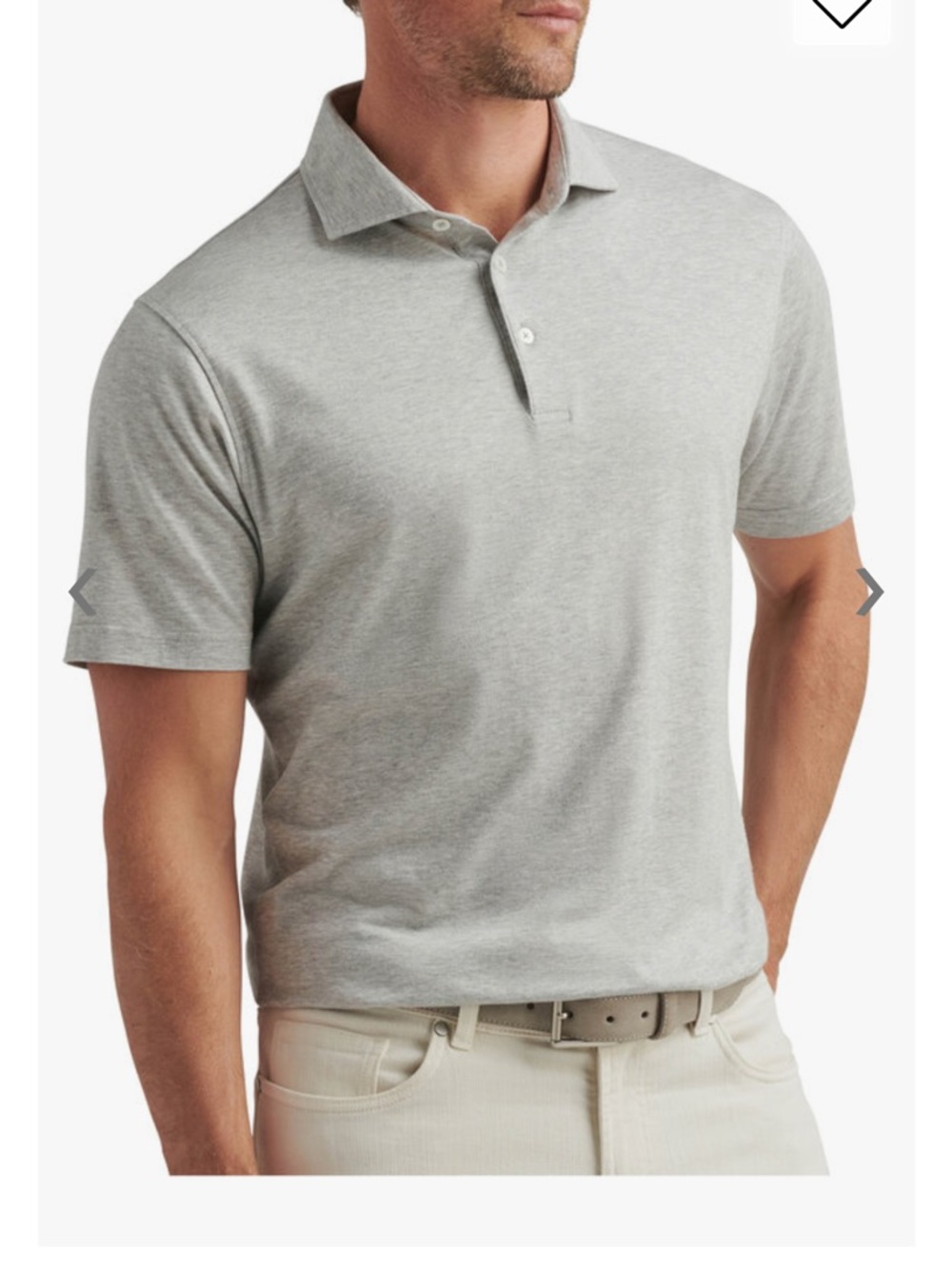 Peter Millar Light Grey Striped Short-Sleeve Polo Cotton/Silk